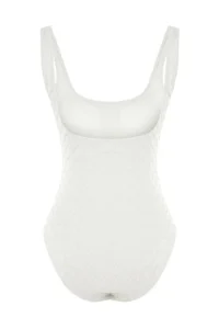 TRENDYOLMİLLA Ecru textured Square Neck Covered Regular Swimsuit - Image 7