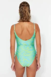 TRENDYOLMİLLA Abstract Patterned tunnelled V-neck Covered Regular Swimsuit - Image 6