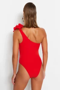 TRENDYOLMİLLA Dark Rejection Applique Detailed One Shoulder Covered brazilian Swimsuit - Image 6