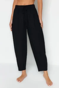 TRENDYOLMİLLA beachwear Black Weaving High Waist Pants - Image 4