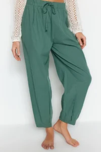 TRENDYOLMİLLA beachwear Khaki Weaving High Waist Pants - Image 4