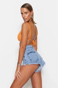 TRENDYOLMiLLA Mavi denim Beach Mini High Waist Shorts & Bermuda - Image 2