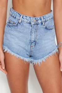 TRENDYOLMiLLA Mavi denim Beach Mini High Waist Shorts & Bermuda - Image 3