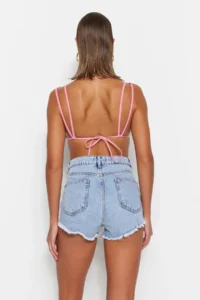 TRENDYOLMiLLA Mavi denim Beach Mini High Waist Shorts & Bermuda - Image 5