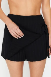 TRENDYOLMiLLA beachwear Black Weaving Binding Detailed High Waist Mini Shorts & Bermuda - Image 5