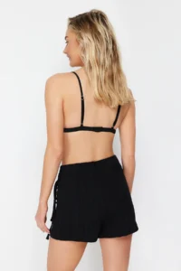 TRENDYOLMiLLA beachwear Black Weaving Binding Detailed High Waist Mini Shorts & Bermuda - Image 6