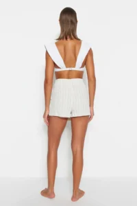 TRENDYOLMiLLA beachwear Ecru Weaving Binding Detailed High Waist Mini Shorts & Bermuda - Image 5