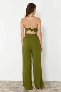 TRENDYOLMiLLA Khaki Weaving Blouse Pants Beach Set - Image 6