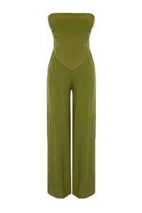 TRENDYOLMiLLA Khaki Weaving Blouse Pants Beach Set - Image 7