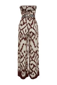 TRENDYOLMiLLA Ethnic Patterned Patterned Weaving Strapless Blouse Pants Beach Set - Image 10
