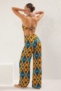 TRENDYOLMİLLA Ethnic Patterned Patterned Weaving Blouse Pants Beach Set - Image 2