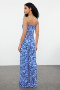 TRENDYOLMiLLA Ethnic Patterned Patterned Weaving Gipelli Strapless Blouse Pants Beach Set - Image 5