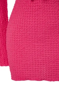 TRENDYOLMİLLA beachwear Fuchsia tied up textured Blouse Skirt Set - Image 8