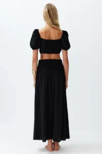TRENDYOLMİLLA Black Weaving with accessories slit Blouse Skirt Beach Set - Image 6