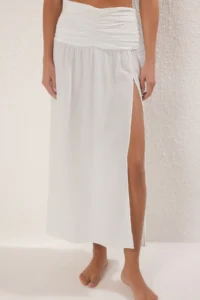 TRENDYOLMİLLA Ecru Weaving with accessories slit Blouse Skirt Beach Set - Image 3