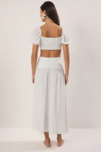 TRENDYOLMİLLA Ecru Weaving with accessories slit Blouse Skirt Beach Set - Image 4