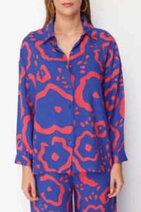 TRENDYOLMİLLA Abstract Patterned Patterned Weaving Shirt Pants Beach Set - Image 4