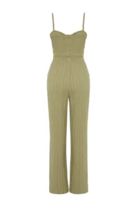 TRENDYOLMİLLA beachwear Khaki Weaving textured Blouse Pants Set - Image 8
