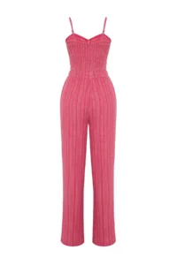 TRENDYOLMİLLA Fuchsia Weaving textured Blouse Pants Beach Set - Image 8