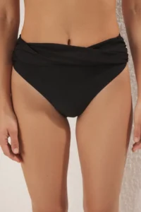 TRENDYOLMİLLA Black Knotted Regular High Waist Bikini Bottom - Image 3