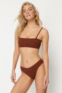 TRENDYOLMİLLA Brown Regular Regular Waist Bikini Bottom