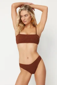 TRENDYOLMİLLA Brown Regular Regular Waist Bikini Bottom - Image 2