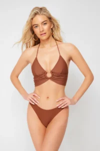 TRENDYOLMİLLA Brown Regular Bikini Bottom - Image 2