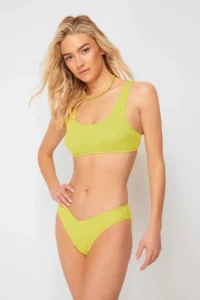 TRENDYOLMİLLA Green textured Regular Bikini Bottom - Image 2