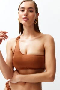TRENDYOLMİLLA Brown Shirred brazilian Bikini Bottom - Image 6