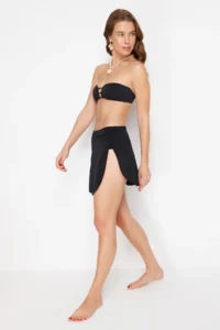 TRENDYOLMİLLA Black Skirt Regular Waist Bikini Bottom