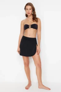 TRENDYOLMİLLA Black Skirt Regular Waist Bikini Bottom - Image 2
