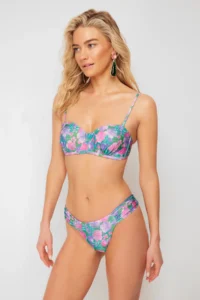 TRENDYOLMİLLA Floral Patterned Shirred brazilian Bikini Bottom - Image 5