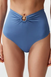 TRENDYOLMİLLA Mavi with accessories Regular High Waist Bikini Bottom - Image 4