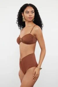 TRENDYOLMİLLA Brown with accessories Regular High Waist Bikini Bottom - Image 2