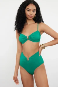 TRENDYOLMİLLA Emerald Green with accessories Regular High Waist Bikini Bottom