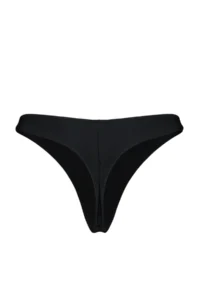 TRENDYOLMİLLA Black V Cut Thong Regular Waist Basic Bikini Bottom - Image 6