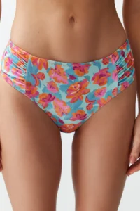 TRENDYOLMİLLA Floral Patterned Draped hipster High Waist Bikini Bottom - Image 4