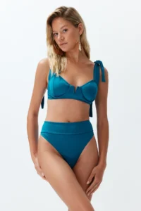 TRENDYOLMİLLA Mavi High Waist hipster Bikini Bottom - Image 4
