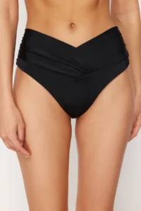 TRENDYOLMİLLA Black V Cut Regular High Waist Bikini Bottom - Image 4