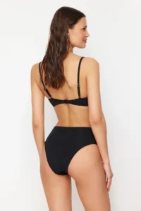 TRENDYOLMİLLA Black V Cut Regular High Waist Bikini Bottom - Image 5