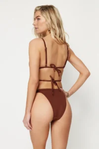 TRENDYOLMİLLA Brown with accessories Triangle Covered brazilian Regular Waist Bikini Set - Image 5