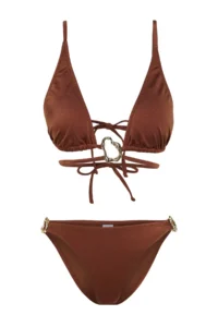 TRENDYOLMİLLA Brown with accessories Triangle Covered brazilian Regular Waist Bikini Set - Image 6