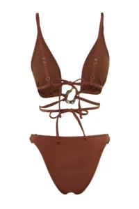 TRENDYOLMİLLA Brown with accessories Triangle Covered brazilian Regular Waist Bikini Set - Image 9