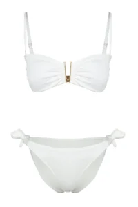 TRENDYOLMİLLA Ecru textured with accessories Strapless Covered brazilian Regular Waist Bikini Set - Image 6