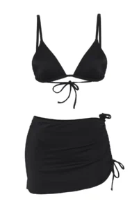 TRENDYOLMİLLA Black Triangle Etekli Covered brazilian Regular Waist 3 Sets Set Bikini Set - Image 7