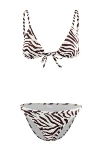 TRENDYOLMİLLA Zebra Patterned Triangle Etekli Covered brazilian Regular Waist 3 Sets Set Bikini Set - Image 3