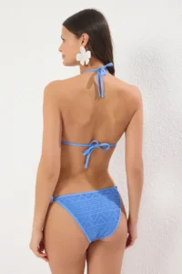 TRENDYOLMİLLA Mavi Triangle Covered Regular Regular Waist Bikini Set - Image 4