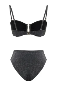TRENDYOLMİLLA Black Simli with accessories Strapless Covered Regular High Waist Bikini Set - Image 8