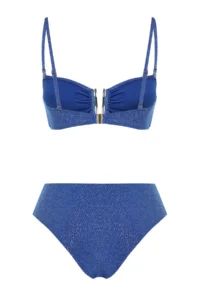 TRENDYOLMİLLA Dark Navy Simli with accessories Strapless Covered Regular High Waist Bikini Set - Image 8