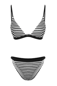 TRENDYOLMİLLA Striped textured Triangle Covered Regular Regular Waist Bikini Set - Image 6